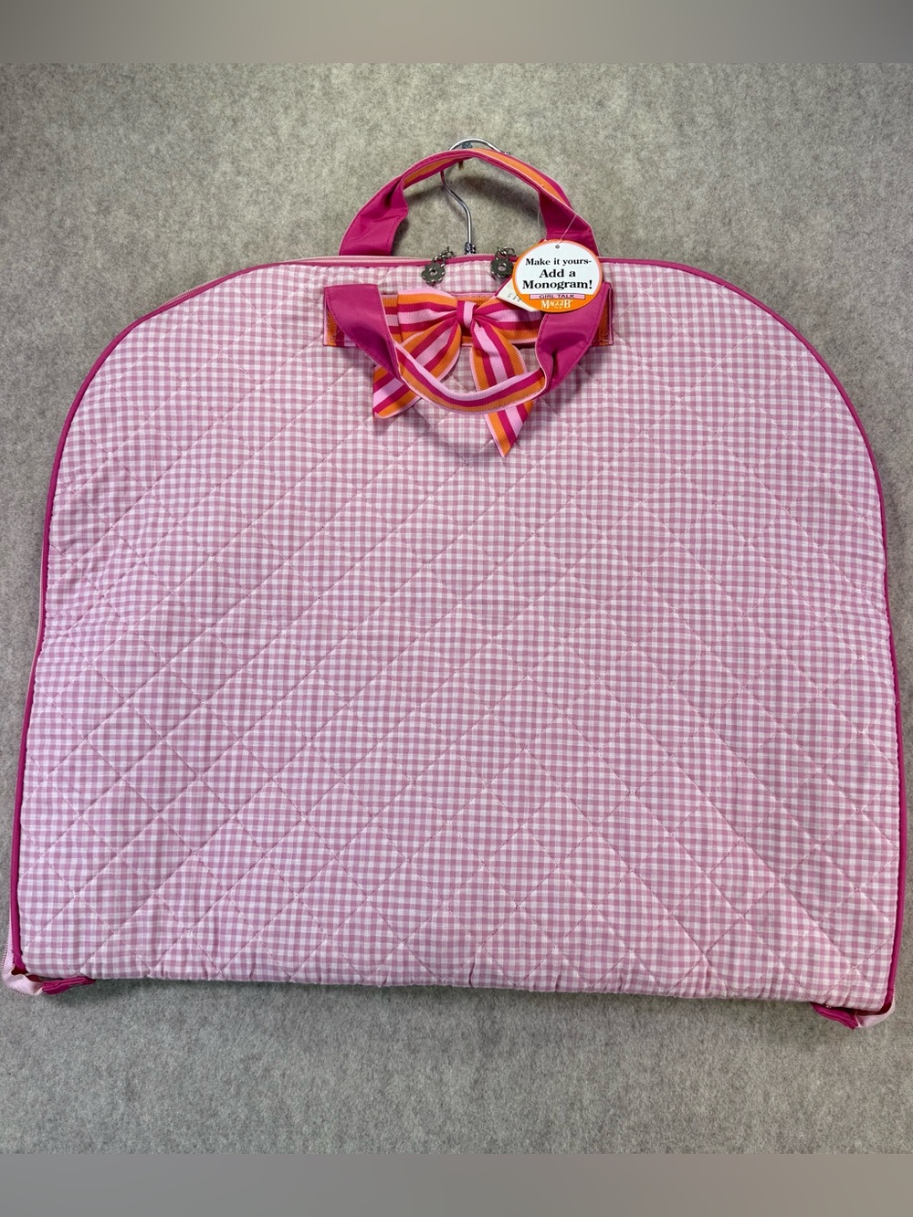 Vtg 90’s NWT MaggiB “Girl Talk” Quilted Pink Gingham Dance/Travel Garment Bag